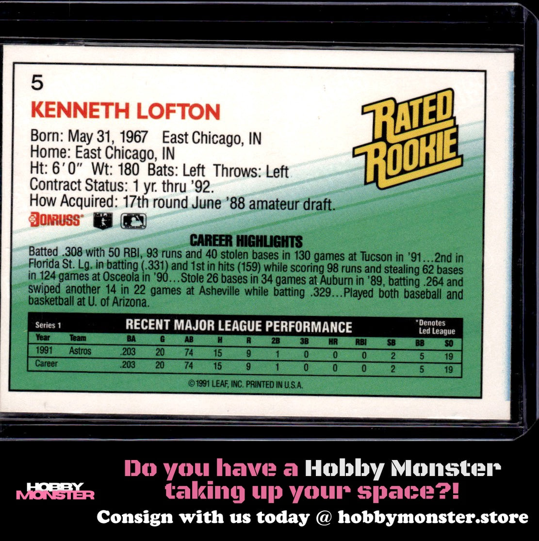 1992 Donruss Kenny Lofton Houston Astros C