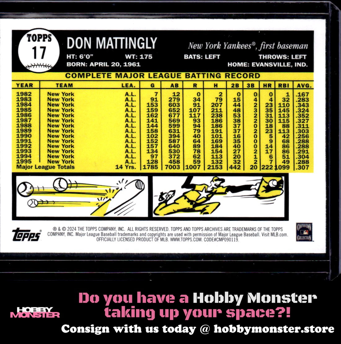 2024 Topps Archives Don Mattingly Yellow Foilboard New York Yankees