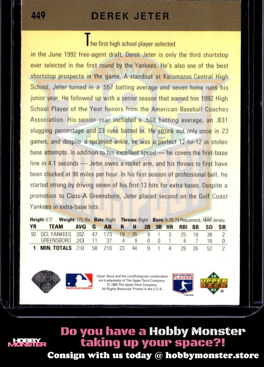 1993 Upper Deck Derek Jeter Rookie New York Yankees