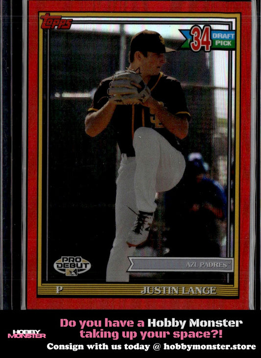 2021 Topps Pro Debut Justin Lange Chrome Orange Refractor #/25