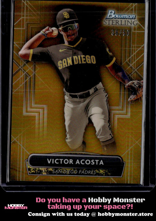 2022 Bowman Sterling Victor Acosta Gold Refractor #/50 San Diego Padres