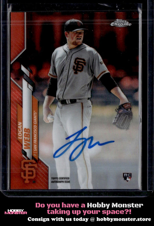 2020 Topps Chrome Logan Webb Rookie Orange Refractor Auto #/25 Giants