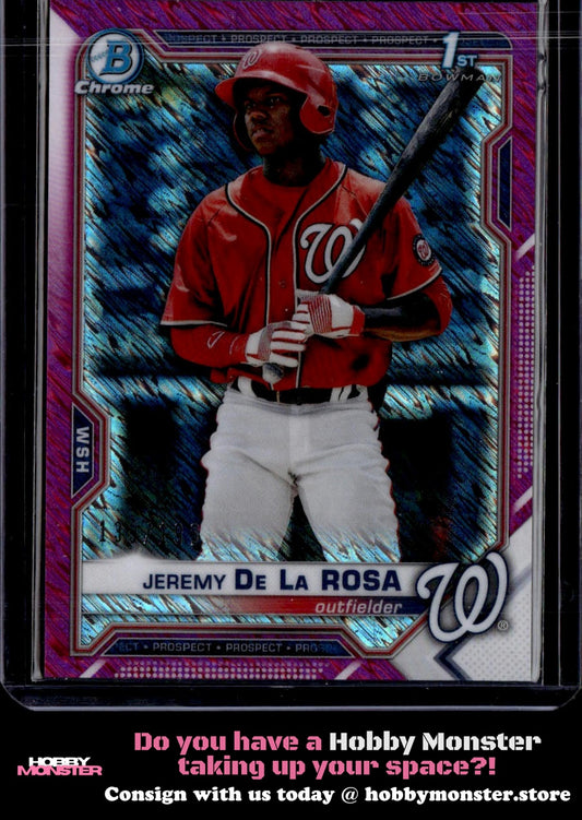 2021 Bowman Jeremy De La Rosa Chrome Fuchsia Shimmer Refractor #/199 Nationals
