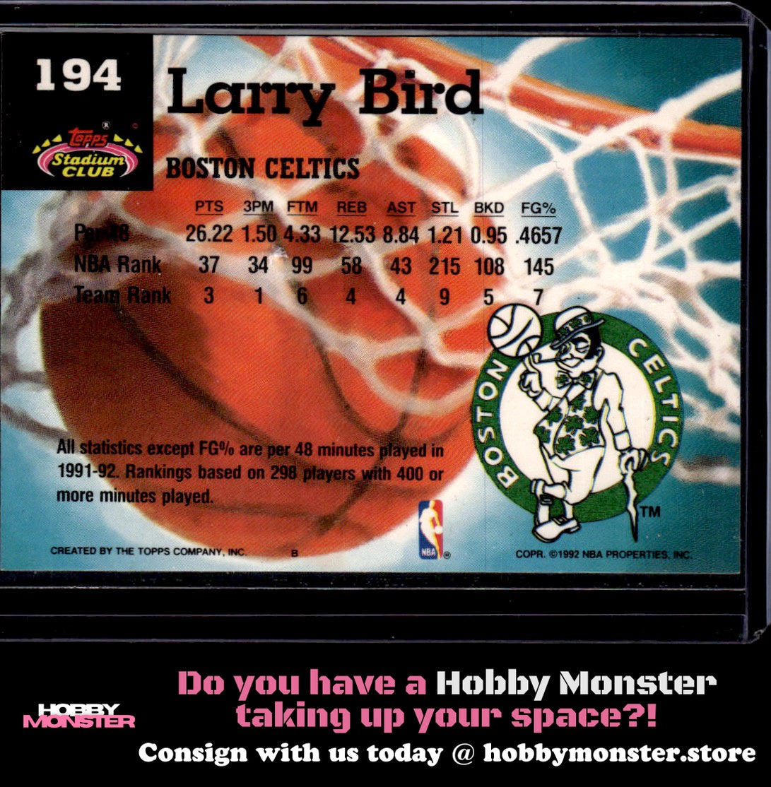 1992-93 Stadium Club Larry Bird Members Choice Boston Celtics