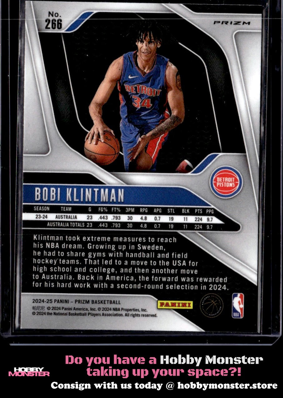 2024-25 Panini Prizm Bobi Klintman Prizms Ice Detroit Pistons