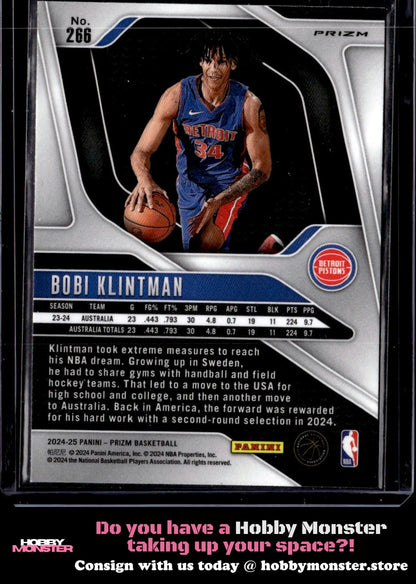 2024-25 Panini Prizm Bobi Klintman Prizms Ice Detroit Pistons