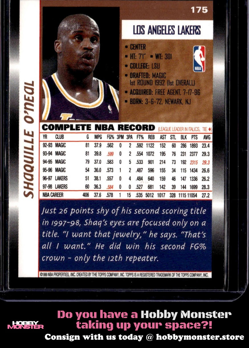 1998-99 Topps Shaquille O'Neal Los Angeles Lakers