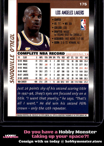 1998-99 Topps Shaquille O'Neal Los Angeles Lakers