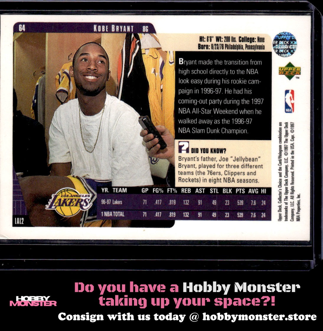 1997-98 Collector's Choice Kobe Bryant Los Angeles Lakers