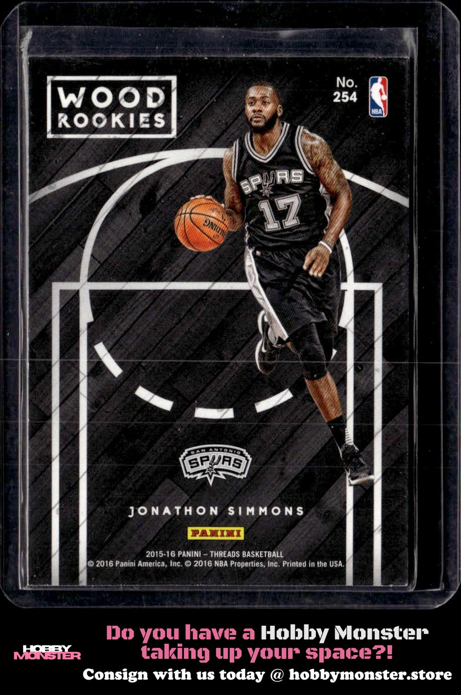 2015-16 Panini Threads Jonathon Simmons Wood Rookie San Antonio Spurs