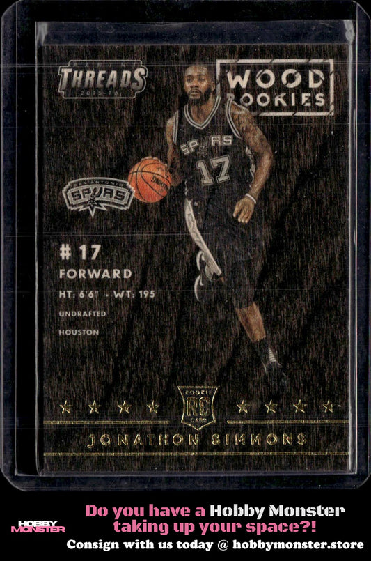 2015-16 Panini Threads Jonathon Simmons Wood Rookie San Antonio Spurs