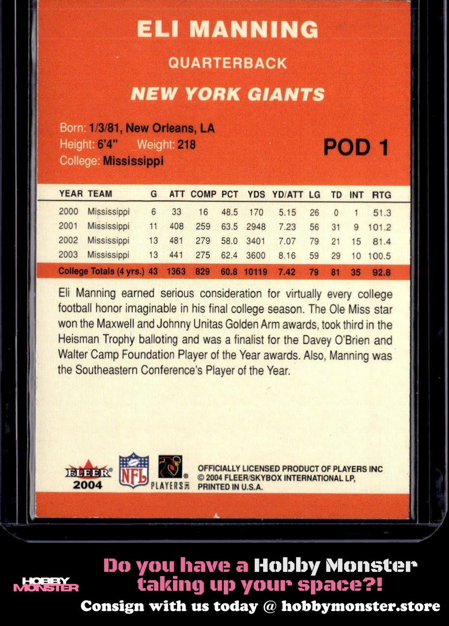 2004 NFLPA Player of the Day Eli Manning New York Giants