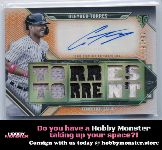 2021 Topps Triple Threads Gleyber Torres 3 Color Relic Auto #/18 Yankees