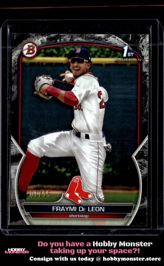 2023 Bowman Fraymi De Leon Prospects Black Pattern #/15 Boston Red Sox