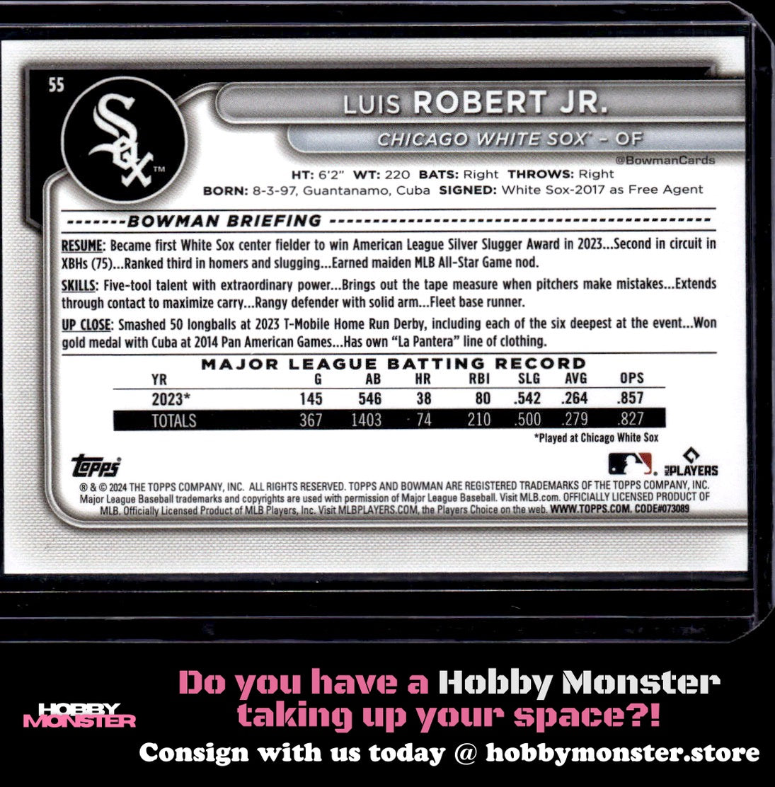 2024 Bowman Luis Robert Jr. Pink #/175 Chicago White Sox