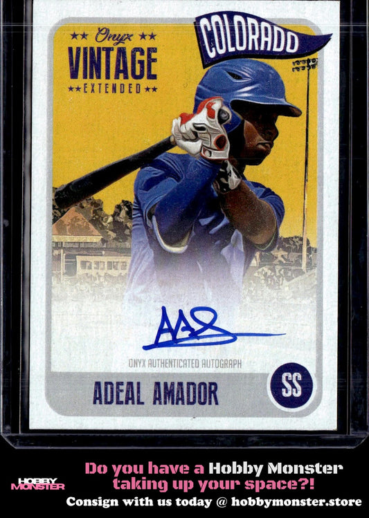 2020 Onyx Vintage Extended Adael Amador Autographs Blue Auto Colorado Rockies