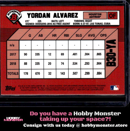 2019 Bowman Yordan Alvarez 30th Anniversary Bowman Houston Astros