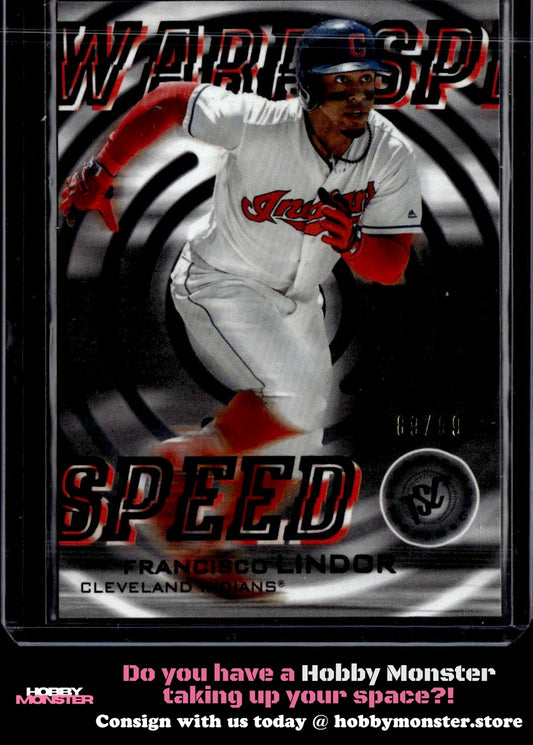 2019 Stadium Club Francisco Lindor Warp Speed Black #/99 Cleveland Indians