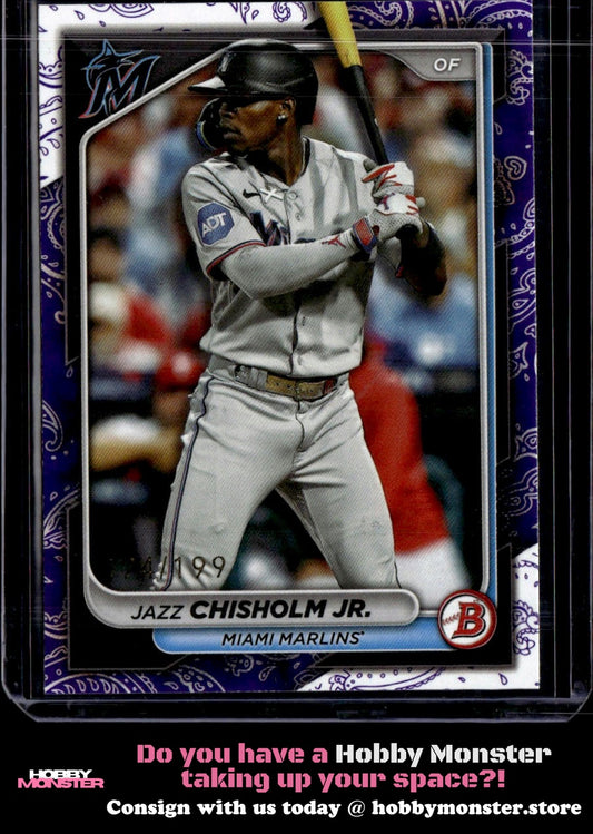 2024 Bowman Jazz Chisholm Jr. Purple Pattern #/199 Miami Marlins