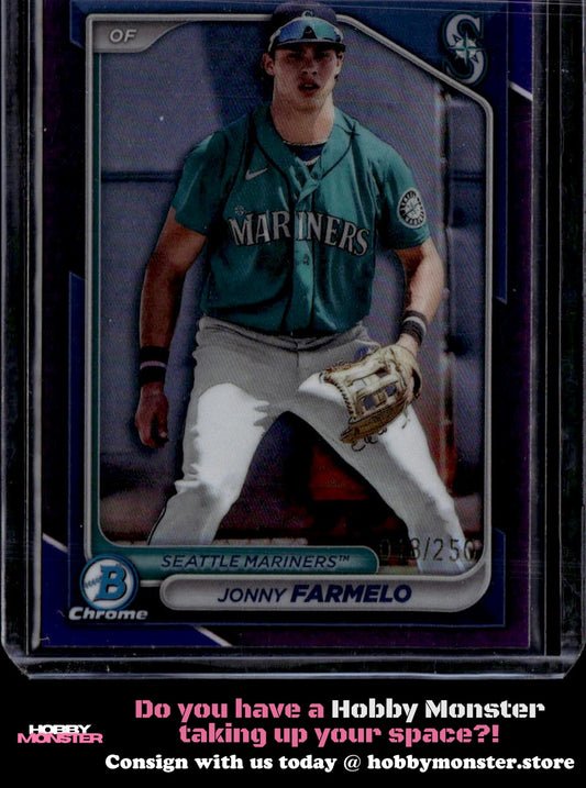 2024 Bowman Jonny Farmelo Chrome Purple Refractor #/250 Seattle Mariners