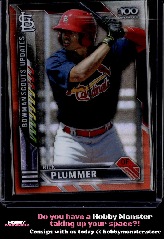 2016 Bowman Chrome Nick Plummer Scouts' Top 100 Updates Orange #/25 Cardinals