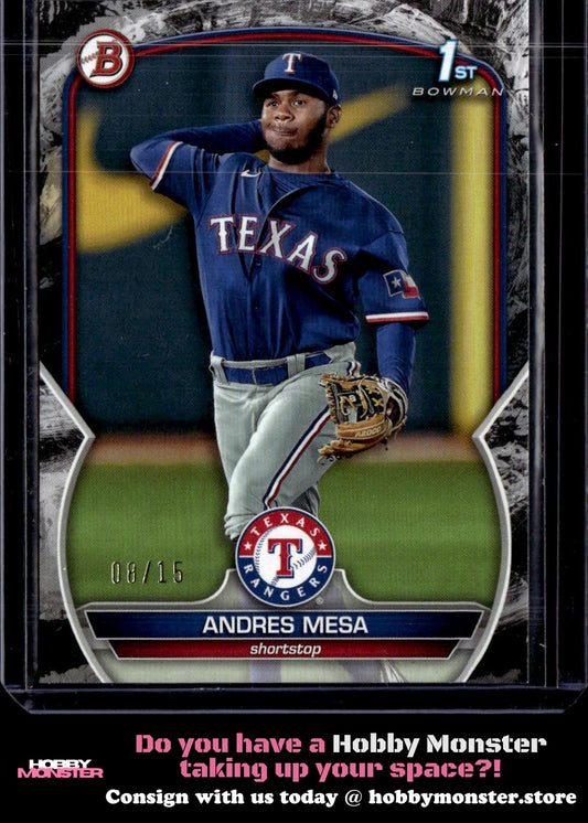 2023 Bowman Andres Mesa Prospects Black Pattern #/15 Texas Rangers