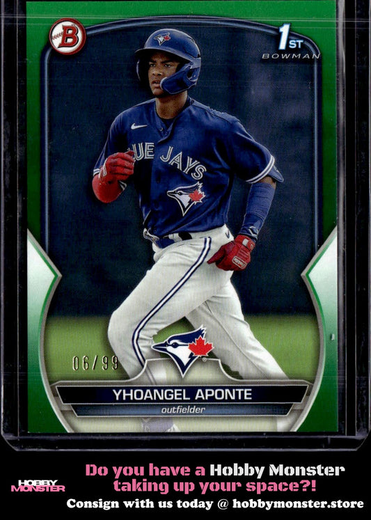 2023 Bowman Yhoangel Aponte Prospects Green #/99 Toronto Blue Jays