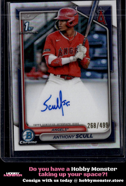 2024 Bowman Anthony Scull Chrome Refractors Auto #/499 Los Angeles Angels