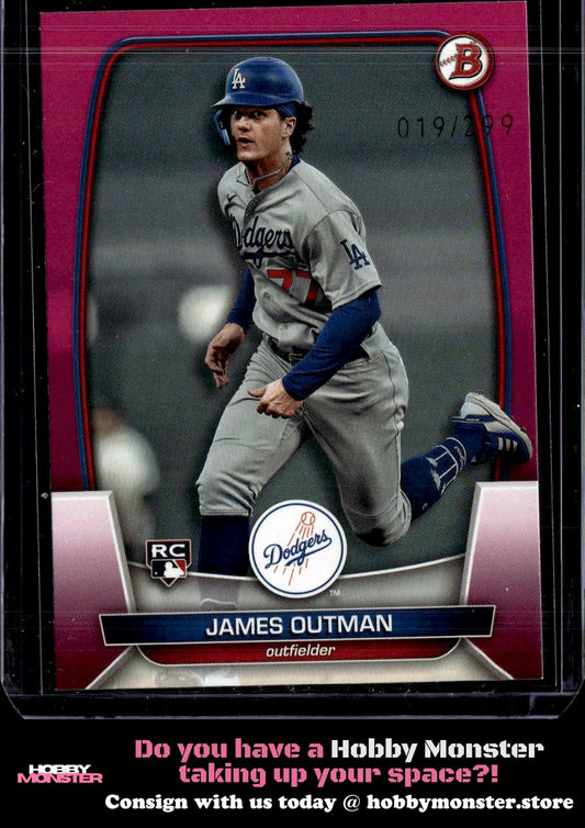 2023 Bowman James Outman Fuchsia Rookie #/299 Los Angeles Dodgers