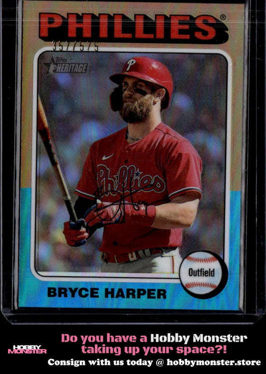 2024 Topps Heritage Bryce Harper Chrome Refractor #/575 Philadelphia Phillies