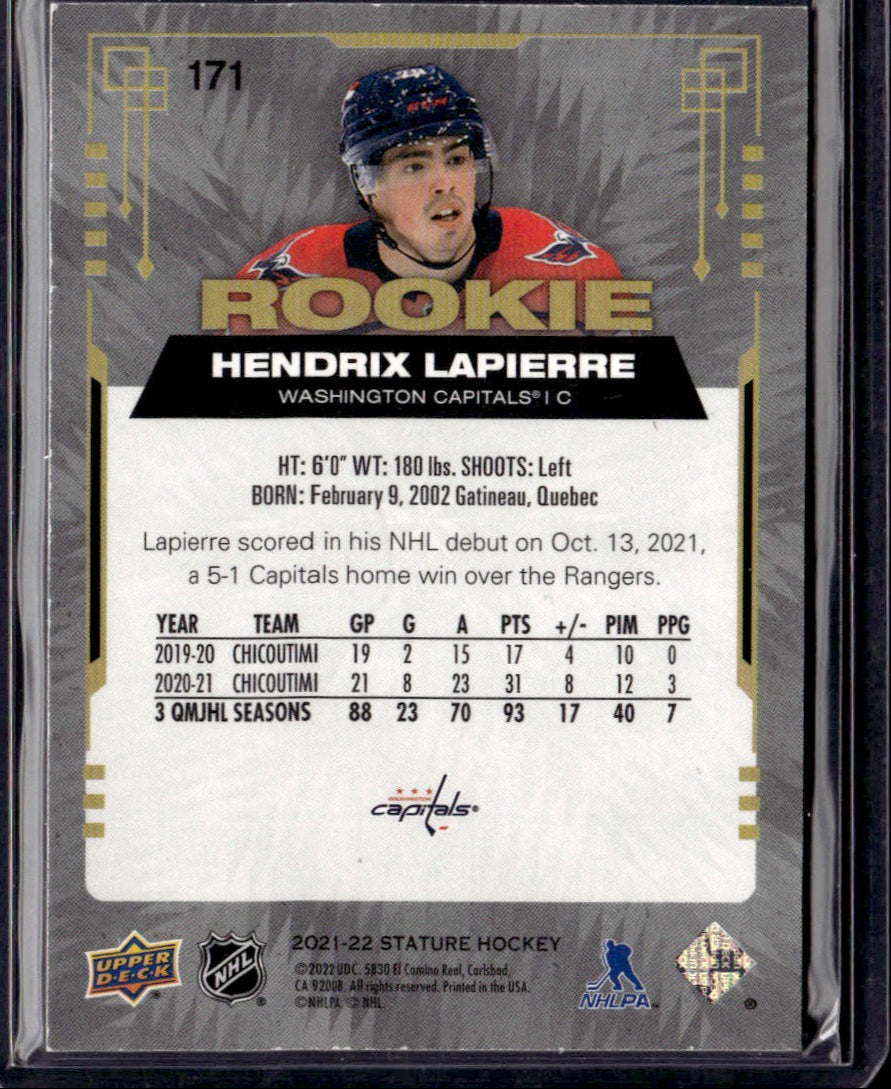 2021-22 Upper Deck Stature Hendrix Lapierre Green #/149 Washington Capitals