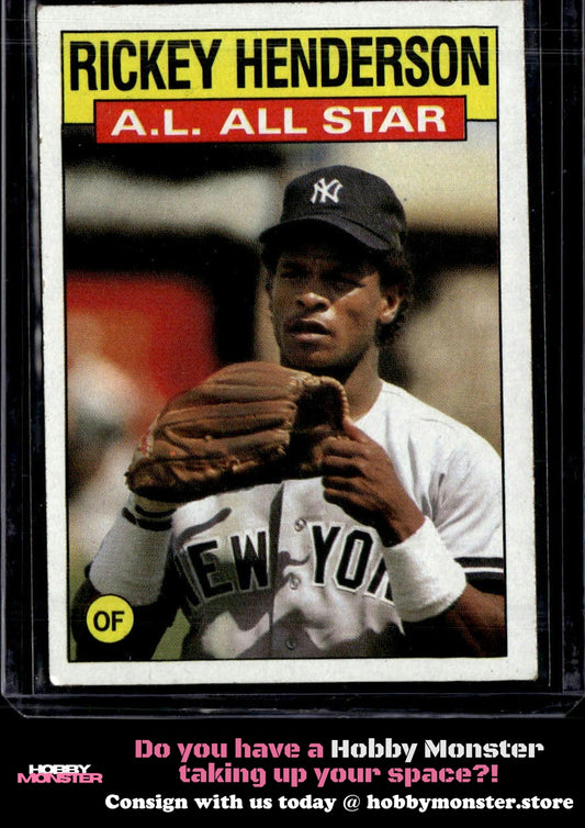 1986 Topps Rickey Henderson New York Yankees