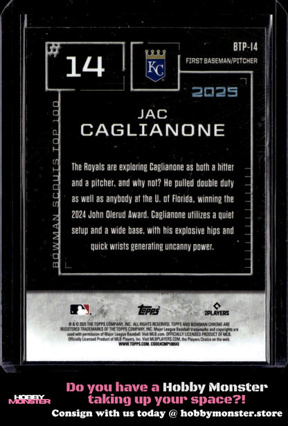2025 Bowman Jac Caglianone Bowman Scouts Top 100 Kansas City Royals
