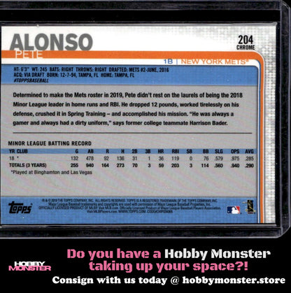 2019 Topps Chrome Pete Alonso Rookie New York Mets