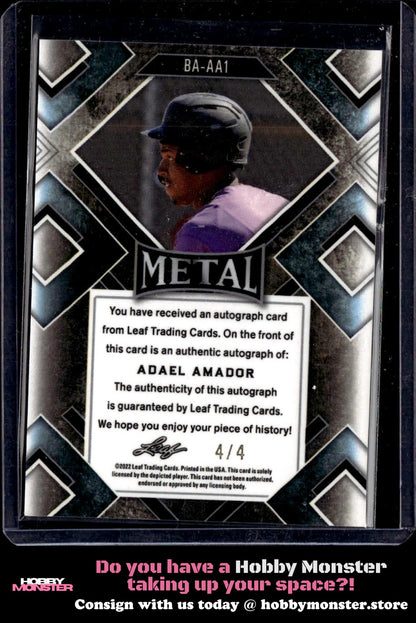 2022 Leaf Metal Adael Amador Tiger Prismatic Auto /4
