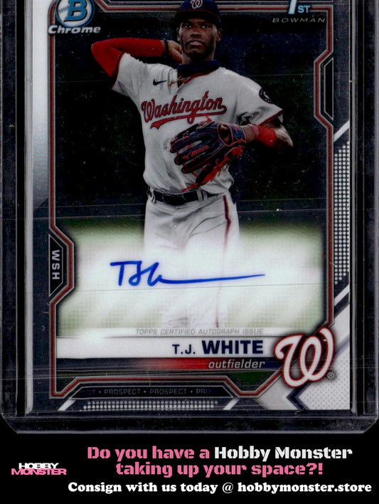 2021 Bowman Draft T.J. White Chrome Auto Washington Nationals