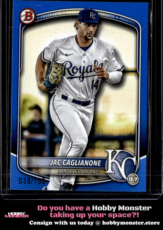 2025 Bowman Jac Caglianone Prospects Blue #/150 Kansas City Royals