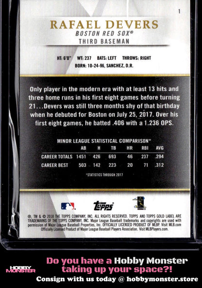 2018 Topps Gold Label Rafael Devers Class 2 Rookie Boston Red Sox