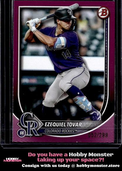 2025 Bowman Ezequiel Tovar Fuchsia #/299 Colorado Rockies