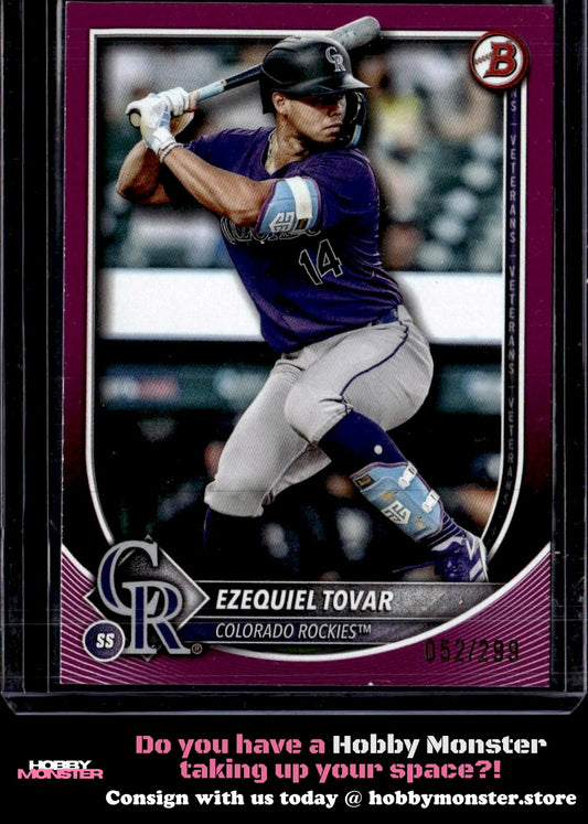 2025 Bowman Ezequiel Tovar Fuchsia #/299 Colorado Rockies