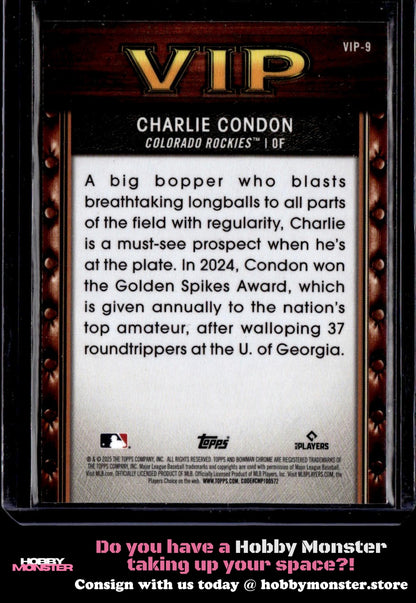 2025 Bowman Charlie Condon Very Important Prospects Colorado Rockies
