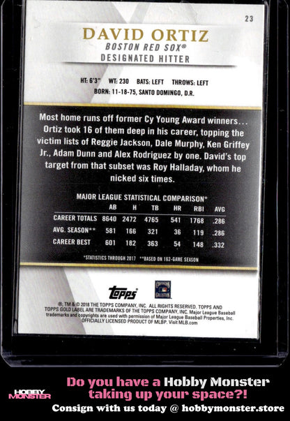 2018 Topps Gold Label David Ortiz Class 2 Black Boston Red Sox