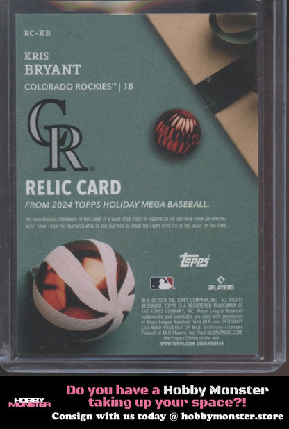 2024 Topps Holiday Kris Bryant Relics Colorado Rockies