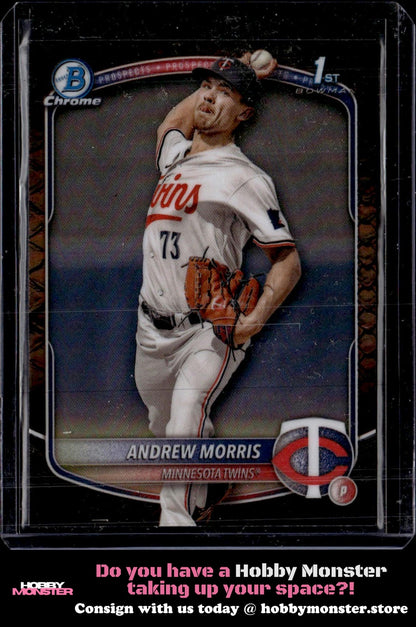 2025 Bowman Andrew Morris Chrome Prospects Reptilian Refractor Minnesota Twins