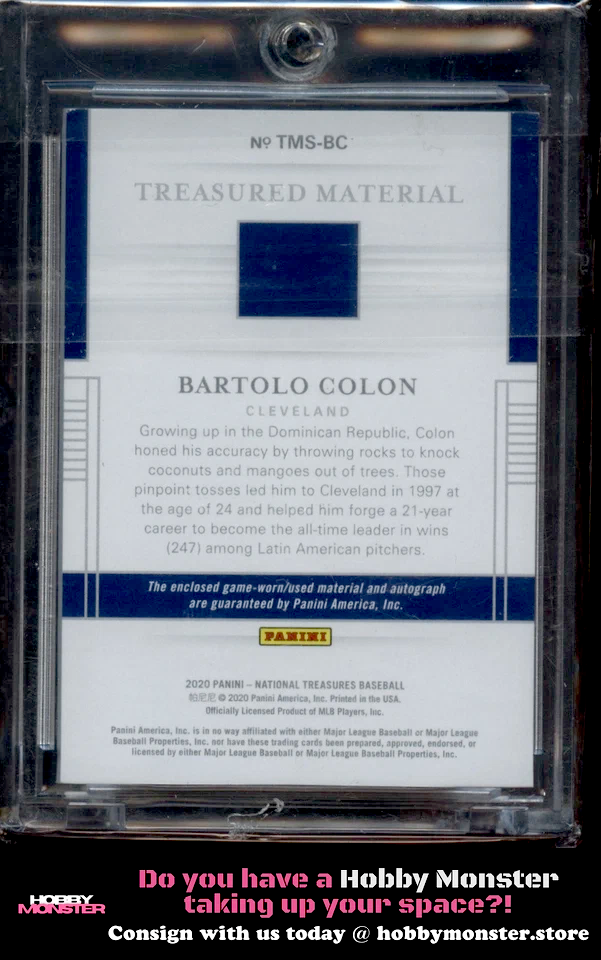 2020 National Treasures Bartolo Colon Treasured Platinum Auto /1 Cleveland|107