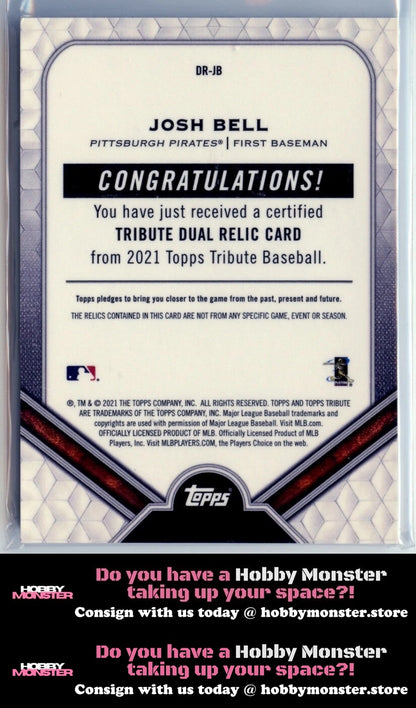 2021 Topps Tribute Josh Bell Dual Relic Purple #/50 Pittsburgh Pirates