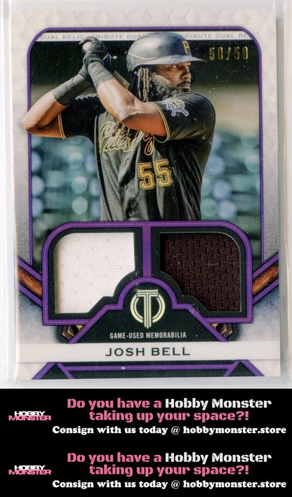2021 Topps Tribute Josh Bell Dual Relic Purple #/50 Pittsburgh Pirates