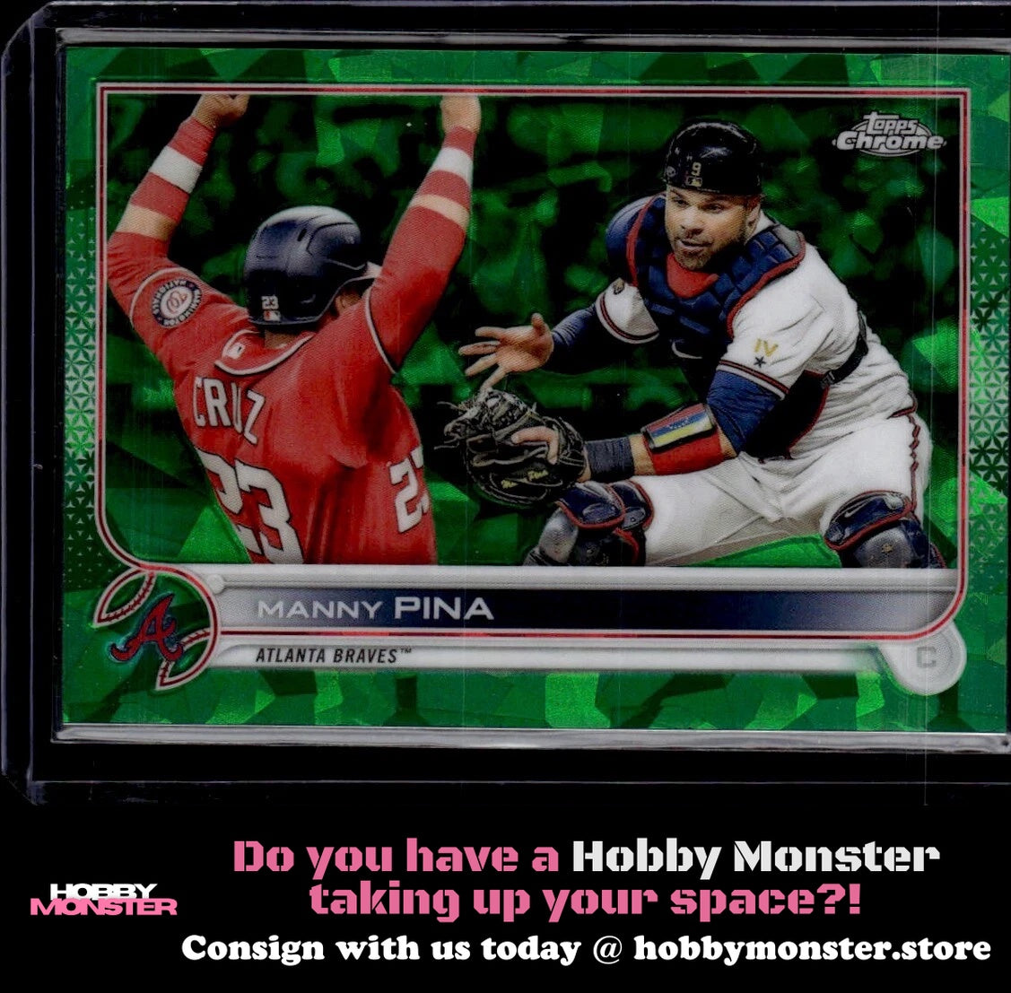 2022 Topps Chrome Update Sapphire Edition Manny Pina Green #/75 Atlanta Braves