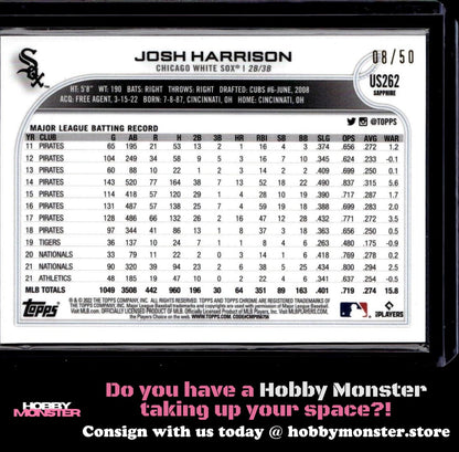 2022 Topps Chrome Update Sapphire Josh Harrison Gold #/50 White Sox