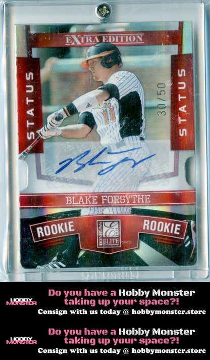 2010 Donruss Elite Extra Blake Forsythe Signature Status Red Auto #/50 Mets